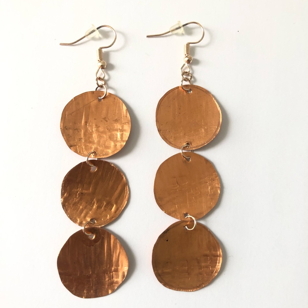 Hammered copper earrings